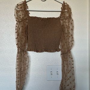Small Polka Dot Mesh Long Sleeve Top